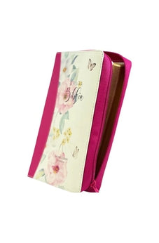 Image of Biblia RVR 1960 Letra Gigante Símil Piel Flores Rosas con Cierre