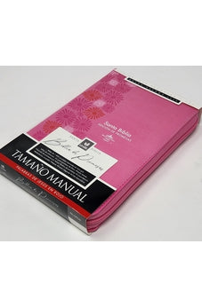 Image of Biblia RVR 1960 de Promesas Letra Grande Tamaño Manual Rosada Flores Simil Piel con Cierre