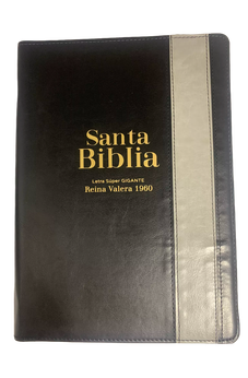 Image of Biblia RVR 1960 Letra Súper Gigante Piel Negro Gris con Cierre