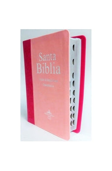 Biblia RVR 1960 Fuente de Bendiciones y Concordancia Duotono Rosa Canto Dorado con Índice