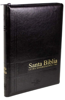 Biblia RVR 1960 Letra Súper Gigante Palabras de Jesús en Rojo con ConcordanciaTapa Negra Canto Dorado Índice Cierre Guantes