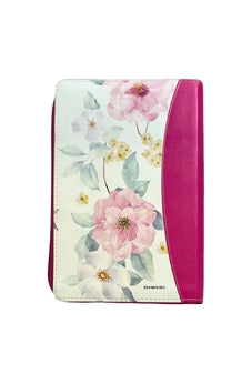 Image of Biblia RVR 1960 Letra Gigante Símil Piel Flores Rosas con Cierre