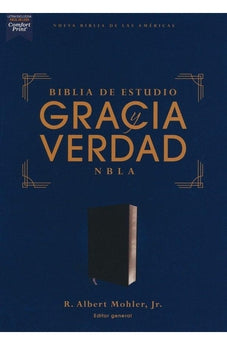 Image of Biblia NBLA de Estudio Gracia y Verdad Piel Fabricada Negro Interior a Dos Colores