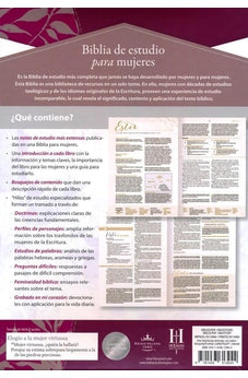 Biblia RVR 1960 de Estudio para Mujer Vinotinto Fucsia Símil Piel con Índice