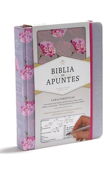 Biblia RVR 1960 de Apuntes Gris y Floreado Tela Impresa