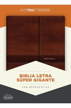 Biblia RVR 1960 Letra Súper Gigante Marrón Símil Piel con Solapa e Imán