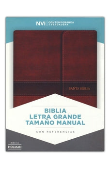 Image of Biblia NVI Letra Grande Tamaño Manual Marrón Símil Piel con Solapa e Imán
