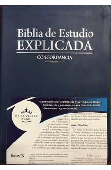 Biblia RVR 1960 de Estudio Explicada Piel Azul con Índice