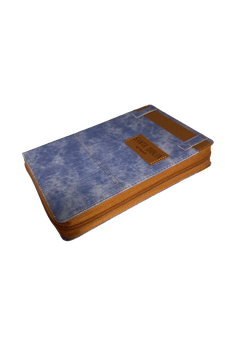 Image of Biblia RVR 1960 Letra Grande Tamaño Manual Jean Cinturón Rosa de Cuero con Cierre e Índice