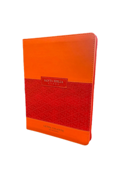 Image of Biblia RVR 1960 Letra Gigante Símil Piel Duotono Coral Naranja con Índice y Cierre