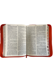 Image of Biblia RVR 1960 Letra Gigante Símil Piel Duotono Coral Naranja con Índice y Cierre