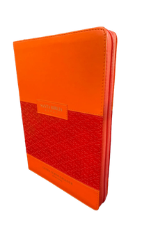 Image of Biblia RVR 1960 Letra Súper Gigante Símil Piel Duotono Coral Naranja con Índice y Cierre