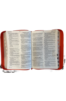 Image of Biblia RVR 1960 Letra Súper Gigante Símil Piel Duotono Coral Naranja con Índice y Cierre