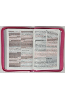 Image of Biblia RVR 1960 de Promesas Letra Gigante Rosada Flores Símil Piel con Cierre