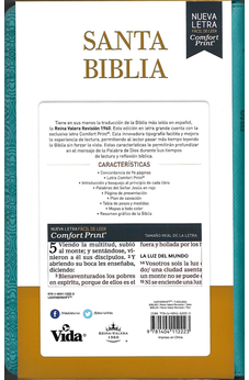 Image of Biblia RVR 1960 Letra Grande con Cierre Símil Piel Tamaño Manual Turquesa con Índice