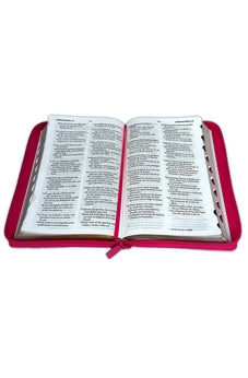 Image of Biblia RVR 1960 Letra Grande Tamaño Manual Símil Piel Fucsia con Índice y Cierre