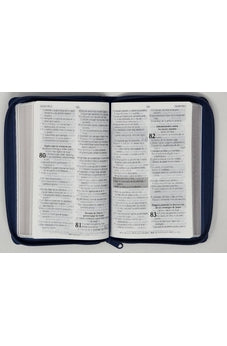 Image of Biblia RVR 1960 de Promesas Letra Grande Tamaño Manual Azul Triangulos Simil Piel con Cierre