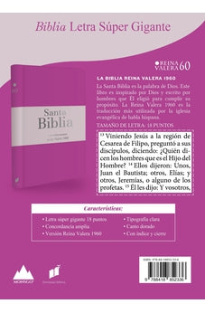 Biblia RVR 1960 Letra Súper Gigante Fucsia Rosa con Cierre e Índice