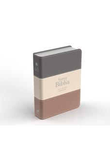 Biblia RVR 1960 Compacta Letra Grande 11 puntos Símil Piel Gris Beige Marrón