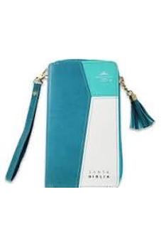 Image of Biblia RVR 1960 Chequera Turquesa Símil Piel con Índice y Cierre