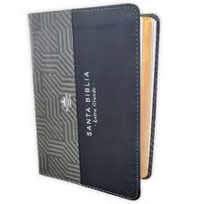 Biblia RVR 1960 Letra Grande Tamaño Manual Bicolor Negro Gris Símil Piel