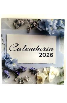 Calendario Vintage 2026 Flores azules y blancas
