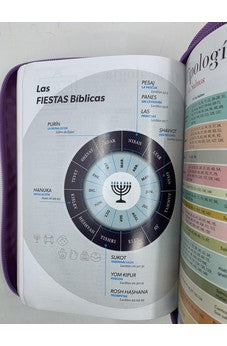 Image of Biblia RVR 1960 Compacta Letra Grande Lila Símil Piel con Cierre