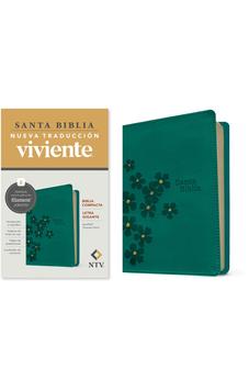 Image of Biblia NTV Compacta Letra Gigante con Filament Símil Piel Turquesa Floral Letra Roja