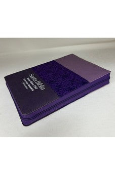 Image of Biblia RVR 1960 Letra Súper Gigante Tricolor Lila Morado Negro Símil Piel con Índice con Cierre