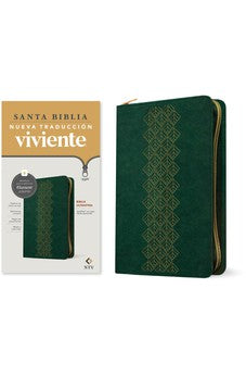 Biblia NTV Ultrafina con Filament Verde Esmeralda Símil Piel con Cierre