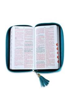 Biblia RVR 1960 Chequera Turquesa Símil Piel con Índice y Cierre