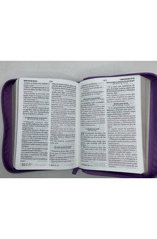 Image of Biblia RVR 1960 Compacta Letra Grande Lila Símil Piel con Cierre