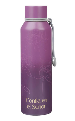Botella de Agua de Acero Inoxidable Flor de Ciruela Confía en el Señor Prov. 3:5