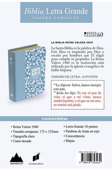 Image of Biblia RVR 1960 Compacta Símil Piel Flores Azul Grisáceo