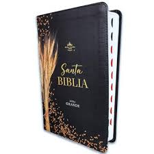 Biblia RVR 1960 Tamaño Manual Letra Grande Colección Supreme Negro Trigo Símil Piel
