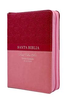 Biblia RVR 1960 Letra Grande Tamaño Manual Bifloral Rosa Símil Piel