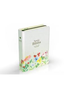 Image of Biblia RVR 1960 Compacta Letra Grande 11 puntos Símil Piel Verde Claro Flores con Cierre y Índice