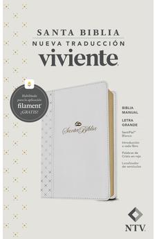 Image of Biblia NTV Manual Letra Grande con Filament Símil Piel Blanco Letra Roja