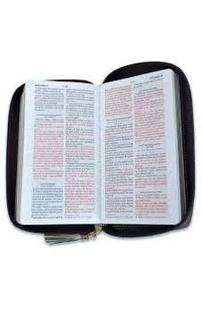 Image of Biblia RVR 1960 Chequera Crema Café Símil Piel con Cierre