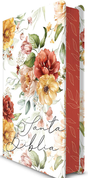 Biblia RVR 1960 Letra Grande Tamaño Manual Flores Rosadas Tapa Dura
