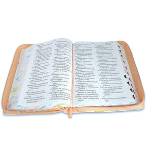 Biblia RVR 1960 Súper Gigante Jardin Coral Canto Pintado Cierre Índice Símil Piel