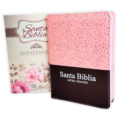 Image of Biblia RVR 1960 Tapa PU Rosa Marrón Quinceañera