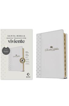 Biblia NTV Manual Letra Grande con Filament Símil Piel Blanco Índice Letra Roja