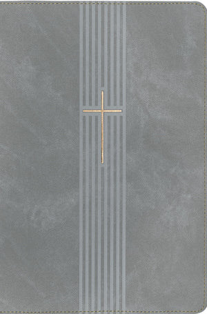 Biblia NTV Referencia Central Letra Grande con Filament Símil Piel Cierre Gris Letra Roja
