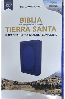 Image of Biblia RVR 1960 Ultrafina Letra Grande Símil Piel Azul con Cierre