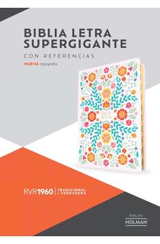 Biblia RVR 1960 Súper Gigante Flores Símil Piel con Índice *IRREGULAR*