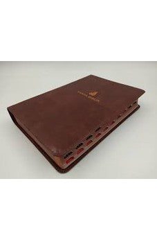 Image of Biblia RVR 1960 Letra Grande Tamaño Manual Marron Piel Fabricada con Índice