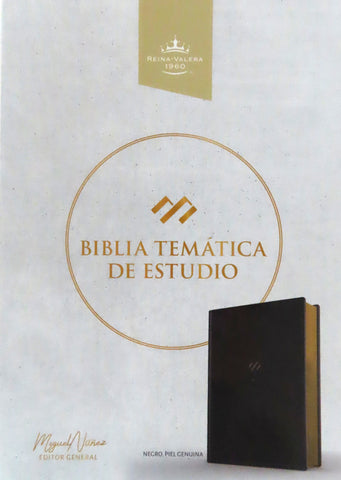 Image of Biblia RVR 1960 de Estudio Temática Miguel Nuñez Piel Genuina Negro
