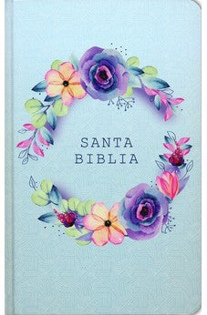 Image of Biblia RVR 1960 Letra Grande Tamaño Manual Flores Azules Tapa Dura