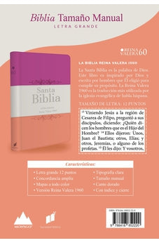Biblia RVR 1960 Letra Grande Tamaño Manual Tricolor Guinda Crema Melón con Cierre con Índice
